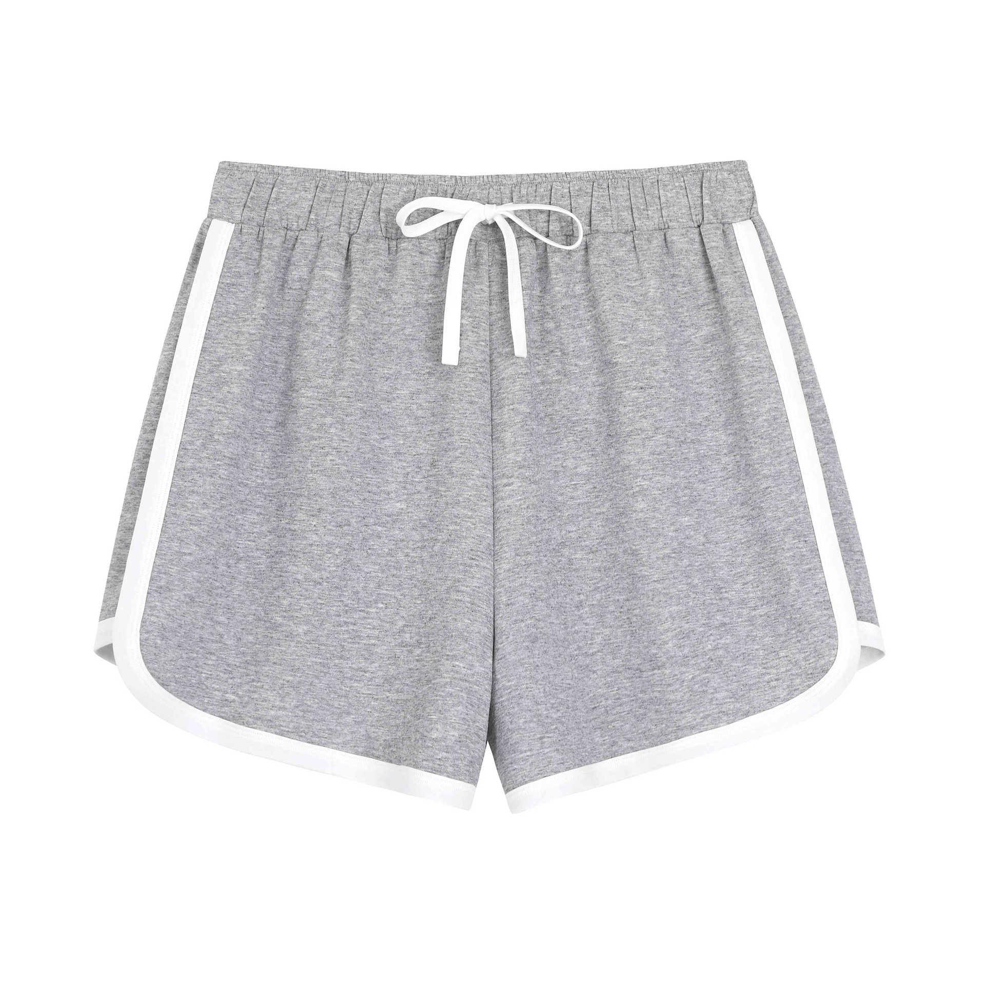 Korean Style Color Block Elastic Waist Sports Shorts - Plus Size Casual Drawstring Pants 3XL (approx. 80-90 kg) серый