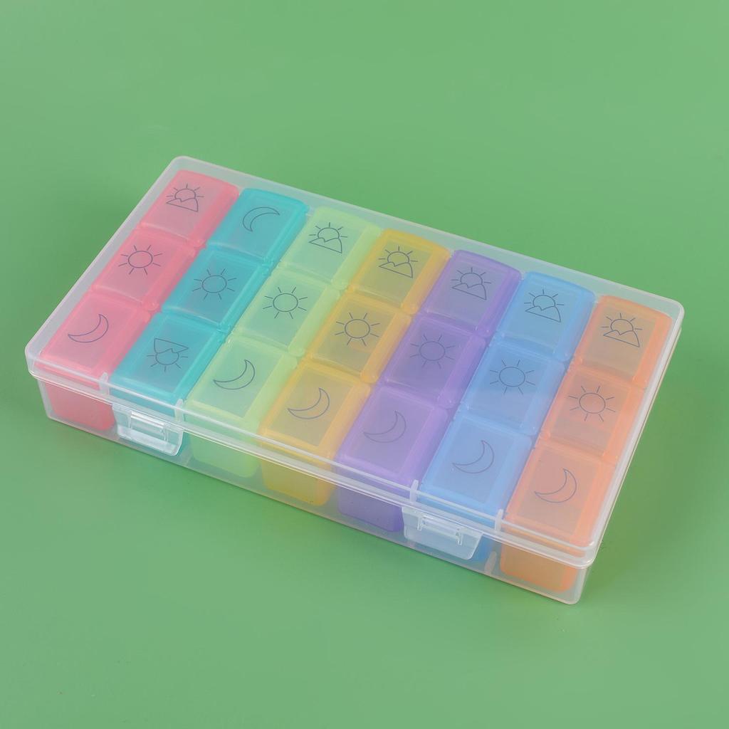 Portable 28-Compartment Rainbow Travel Pill Organizer with Logo