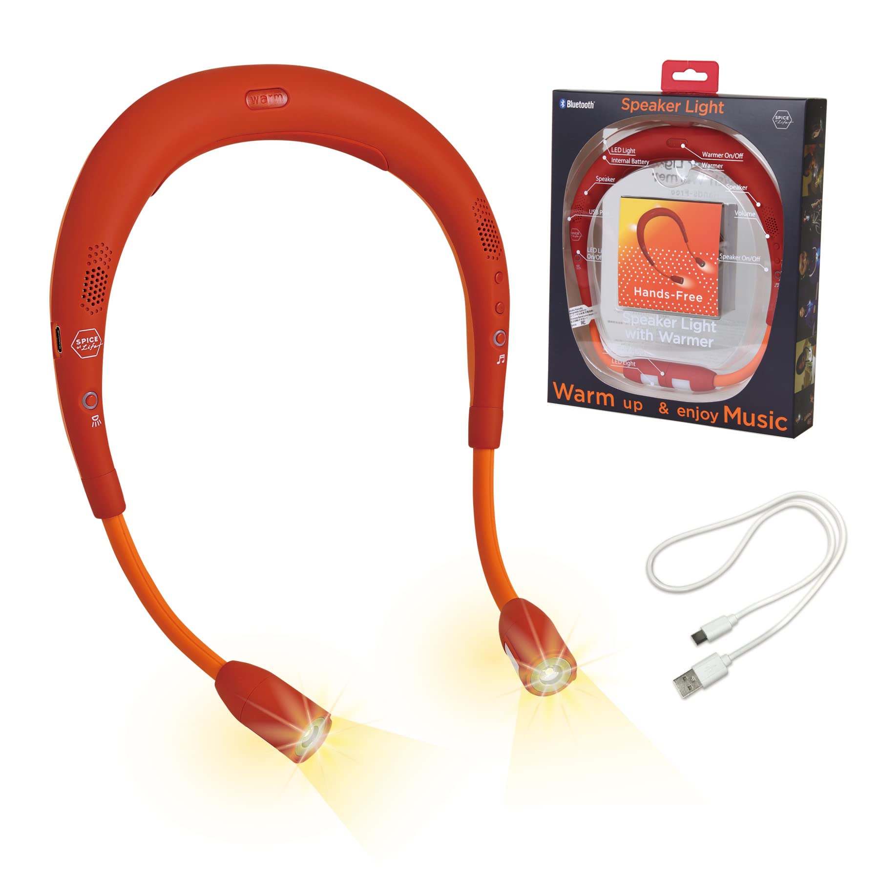 

SPICE OF LIFE Светодиодный шейный динамик-светильник для ходьбы, перезаряжаемый, шейный WSLW101RD, Светильник, Обогреватель, Красный, Свободные руки, Обогреватель, Динамик, Носимый,