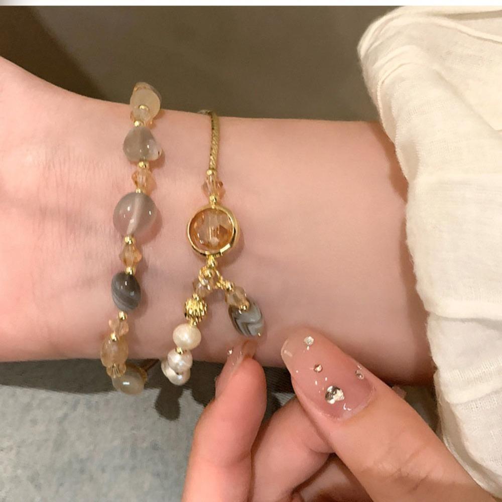 Jewelry Double-Layer Pearl Bracelet Bangle Bead String Bracelet Crystal Beaded Bracelet  Gifts