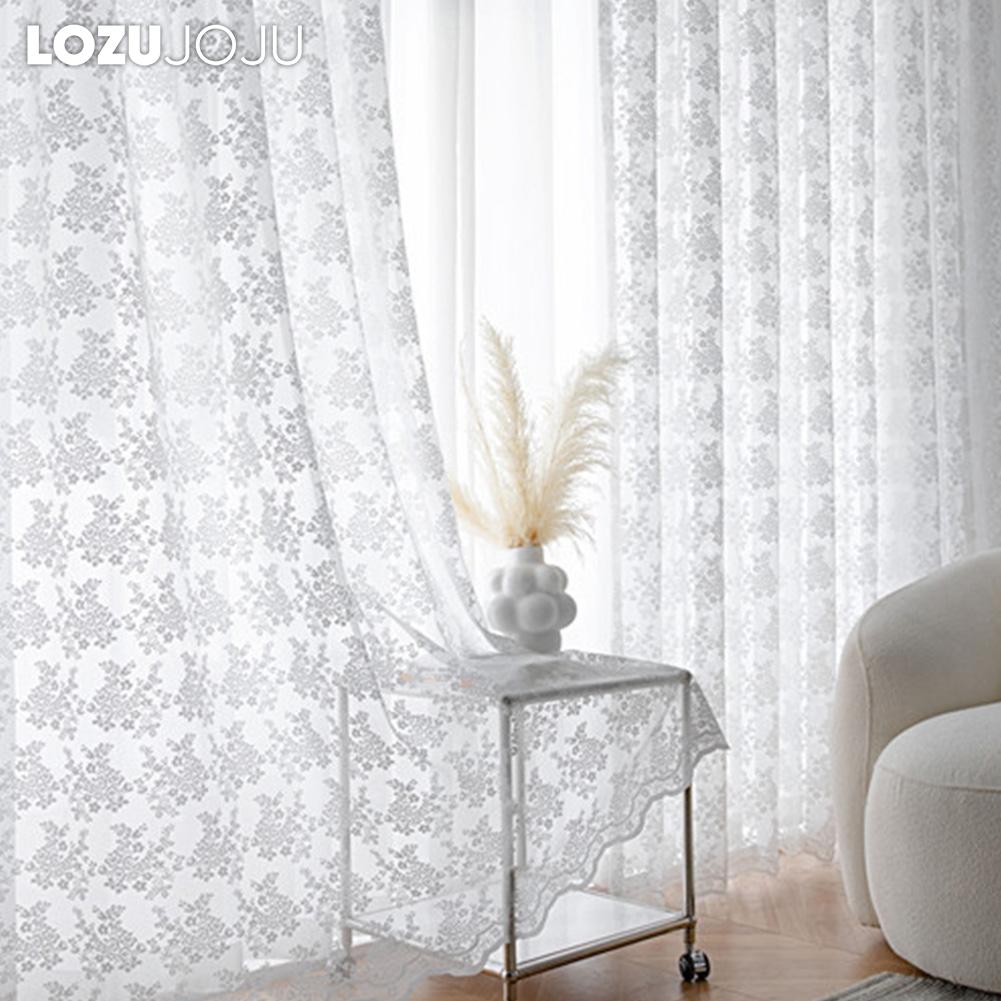 1PC LOZUJOJU White Lace Knitted Small Floral Chiffon Curtain for Living Room Bedroom Balcony Home Decor