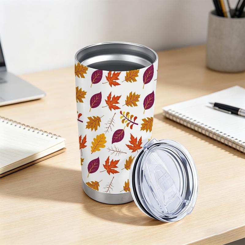 Car Tumbler 591ml Autumn maple leaf elements Straw Cup Straight Tumbler Portable Tumbler Coffee Tumbler Insulated Travel Cup