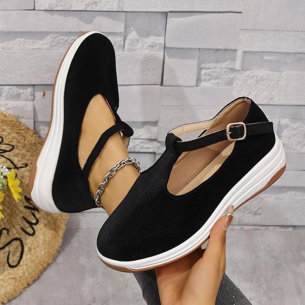 Fashion Women Sneakers Fashion Casual Platform Flat Loafers Buckle Wedge Designer Shoes Round Toe Trend Sneakers Women Zapatos De Mujer