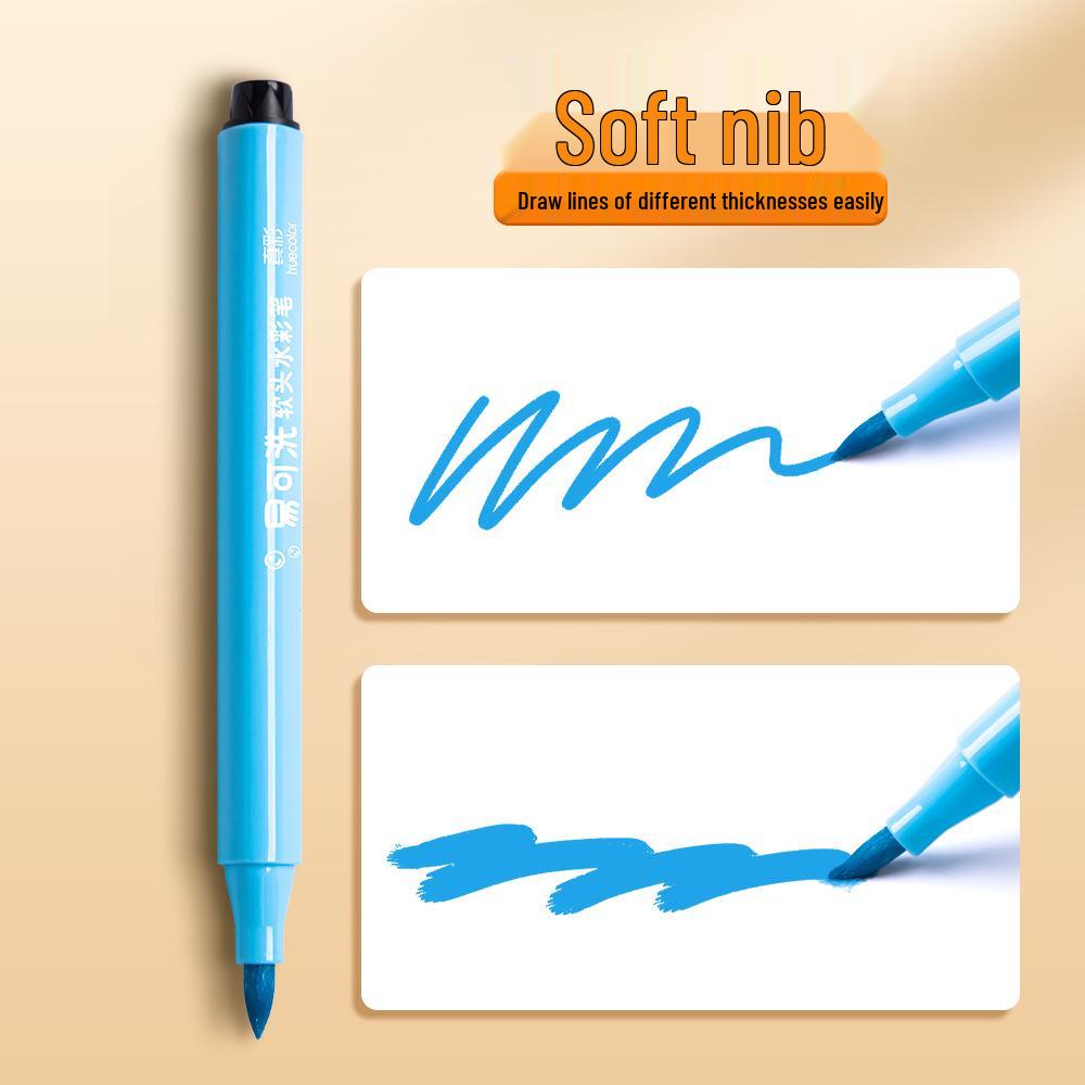 True Color Soft Tip Watercolor Pens with Large Capacity Triangular Barrels for Kids' Art Class and Drawing.