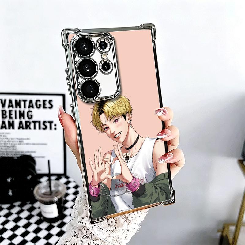 B-J A-Alex Anime Plating Phone Case For Samsung Galaxy S24 S25 FE S26 Edge S23 Ultra S22 S21 Plus S20 Anti-Fall Airabag Cover