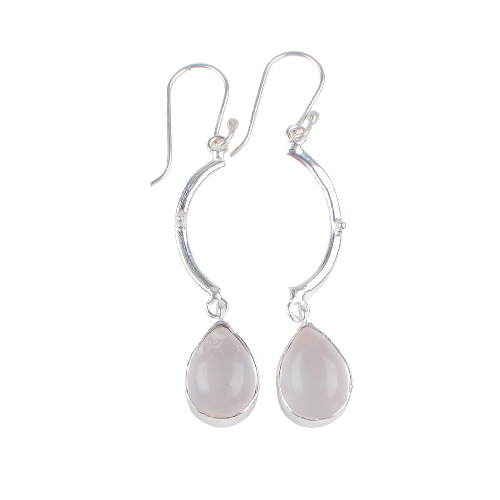 Natural Rose Quartz Gemstone 925 Sterling Silver Jewelry Handmade Earrings 2.60" EE-43-22
