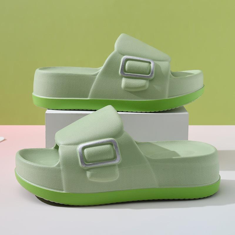 

Sandals non-slip breathable thick bottom heightening eva summer one-word drag, fish mouth slippers outside the beach ladies 39-40 светло-зеленый