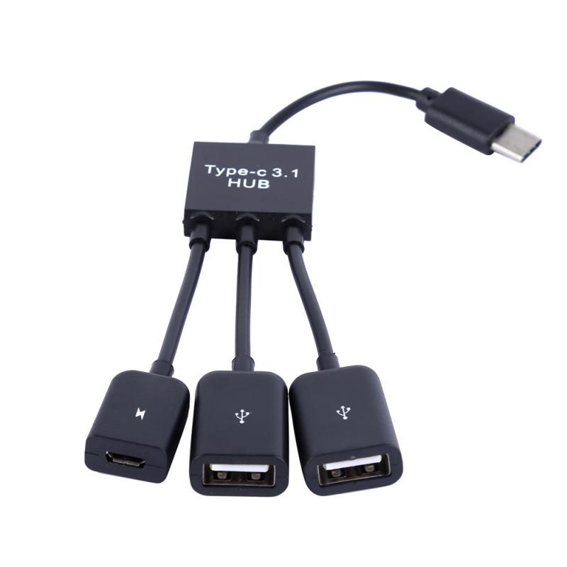 15cm USB Type C 3.1 Male To Dual USB 2.0 Female OTG Charging Cable 2 Port HUB Cables 1 To 3 Cord or Y Splitter Cables