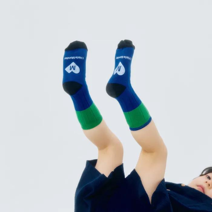 Kids Color Block Socks Blue