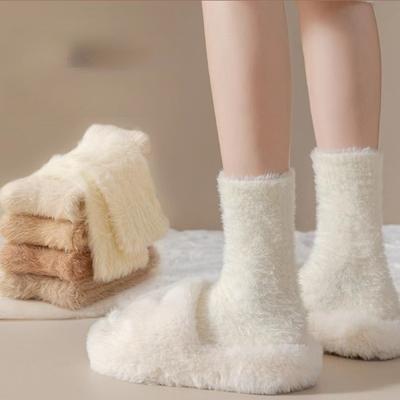Mink Fleece Super Soft Socks for Women Solid Winter Warm Thicken Coral Plush Socks Thermal Snow Home Sleep Floor Sock