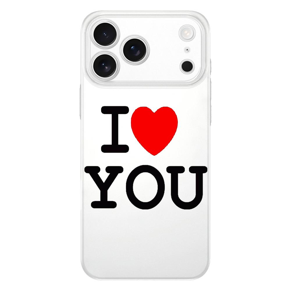 I Love You Pink Heart Soft Clear TPU Phone Case For iPhone 17 Air 16E 16 11 15 14 Pro MAX 12 13 7 8 Plus SE Easter Cover