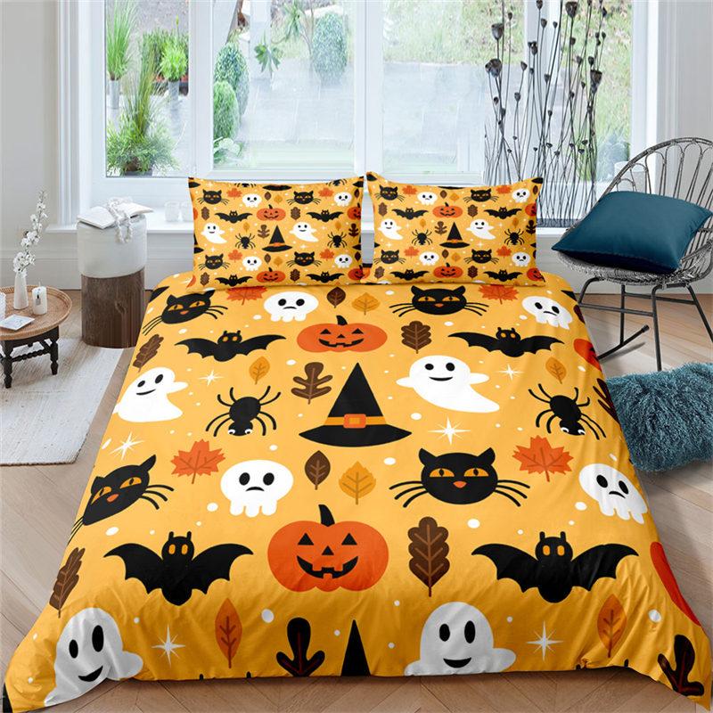Comforter Halloween Bedding Set Cartoon Pumpkin Twin Queen Microfiber Horror Theme Comforter For Girls Boys Room Decor