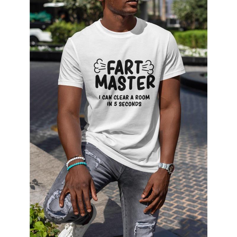 

European sizes Men S Funny Fart Master Graphic T-Shirt - Quick-Dry, Lightweight & Breathable Crew Neck Tee - All-Season Casual Shirt for Gym 4XL білий