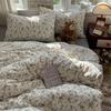 Korean Style Bedding Sets Floral Flat Sheet Duvet Cover Pillowcase Twin Queen Full Size No Filling Fitted Sheet Set Home Decor