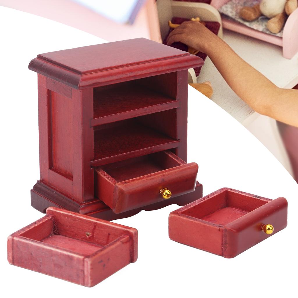 Dollhouse Bedside Table 1/12 Scale Wooden Night Stand Dolls House Furniture Kids Toys