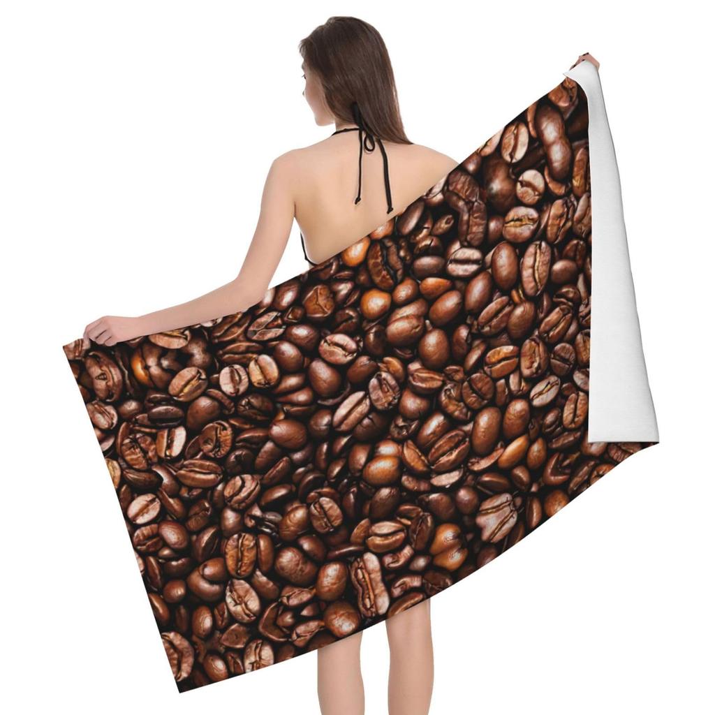 Delicious Coffee Print Comfort Beach Towel for Your Companion Friend Gifts, Microfiber Quick Dry Camping Swim Pool Bath Towels