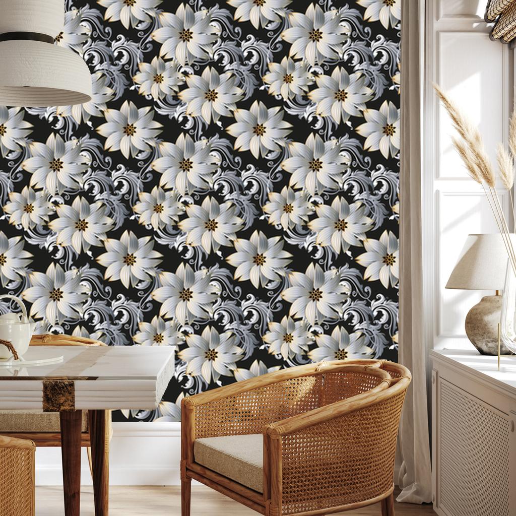 3D Wallpaper Optical Flowers and Leaves for Living Room and Bedroom 50x1000
