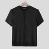INCERUN Men Casual Short Sleeve Buttons Up Casual Fitted Tops T-shirts