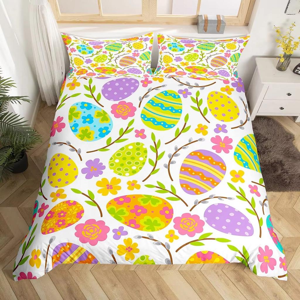 Colorful Easter Egg Down Comforter Set Bedding Set 3-piece Duvet Cover Set
