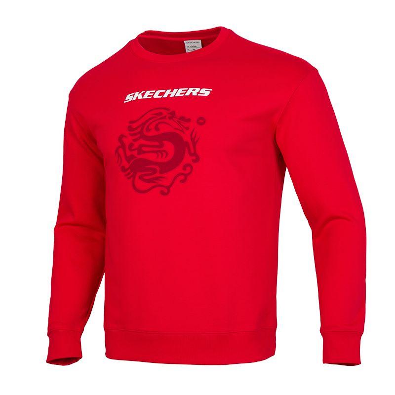 Skechers Fashion Sports Series Casual Round Neck Pullover Loose Sweatshirt Men sweatshirt Red P124U033-01KV M