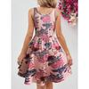 Women's Floral Maxi Dress Summer Wedding Guest Dress Tiered Sleeveless Lace Up Corset Sundress