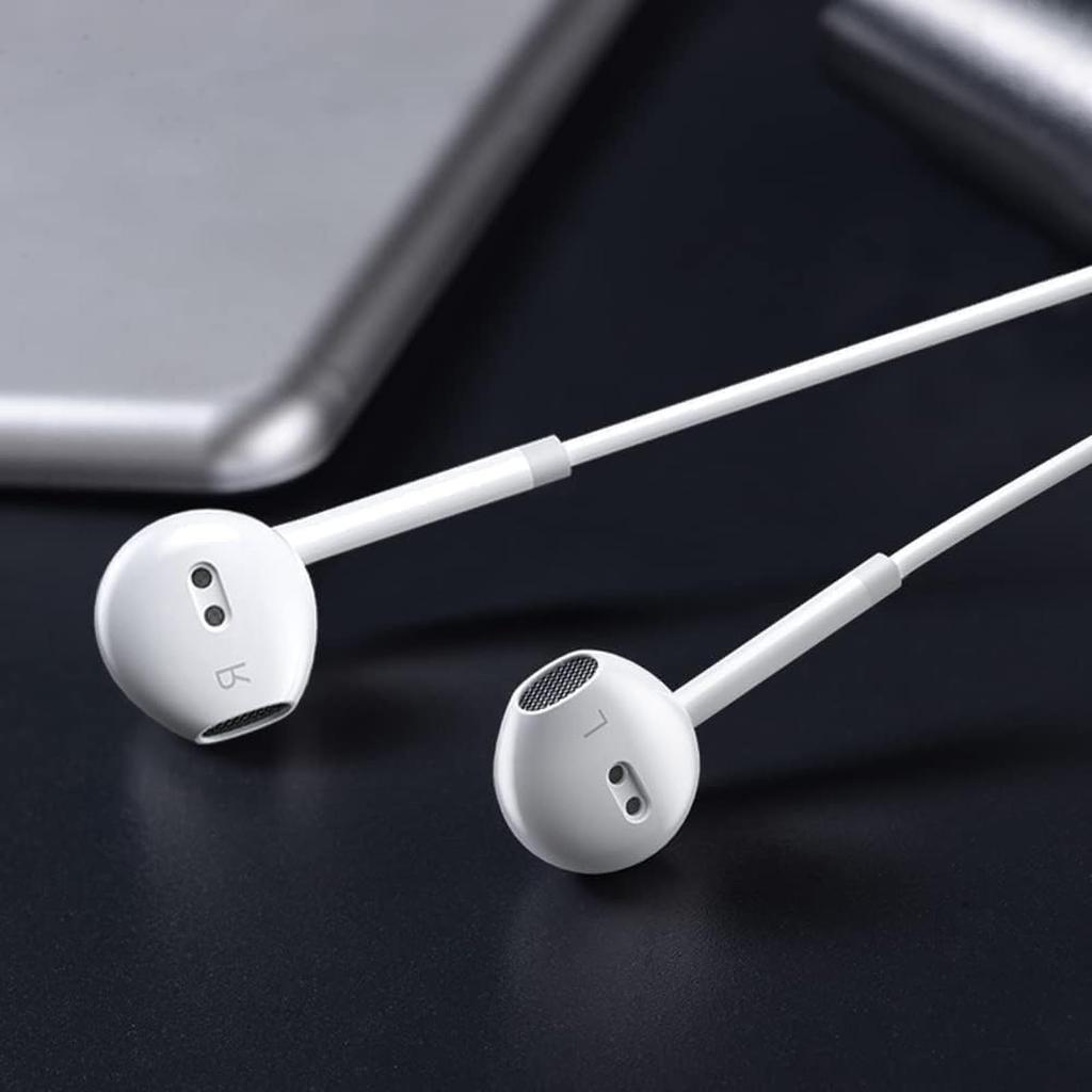 Wired Earphones with Can Make Volume Stereo White Microphone, Calls, Control, Earphones, 3.5mm Jack, Headphones,