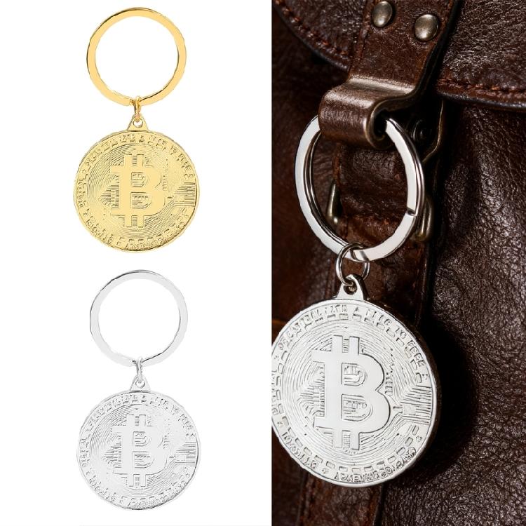 Crypto Collectible Keychain With Bitcoins Motifs Stylish Metal Construction Keyring Pendant For Gifting And Display