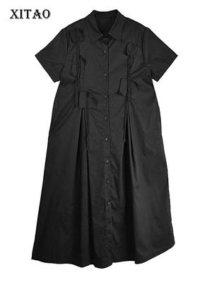 Loose Patchwork Tassel Dress Irregular Casual Single Breasted Women WLD20158