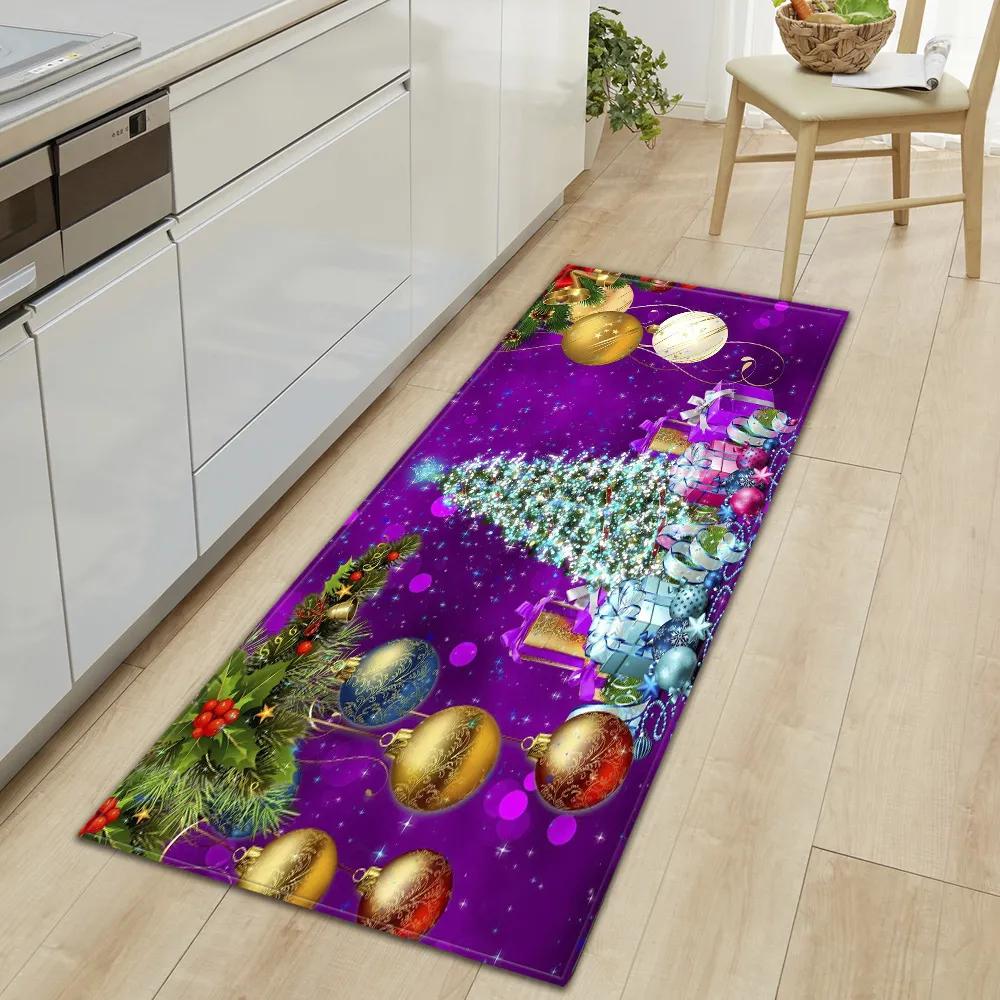 

Рождественский кухонный ковер, домашний коврик для входной двери, гостиная, прихожая, спальня, декоративный напольный ковер, нескользящий напольный ковер для ванной комнаты 40x120cm