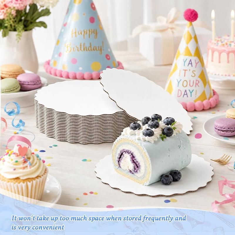 20PCS White Round Wavy Edge Cake Boards 6/8/10/12inch Food-Grade Disposable Corrugated Cake Circles Base Trays Cake Plates
