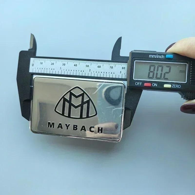 8x5cm Dünner Aluminium-Quadrat-Aufkleber Auto-Emblem für Mercedes Benz Maybach S450 S680 Motorhauben-Plakette Logo Schwarz Silber