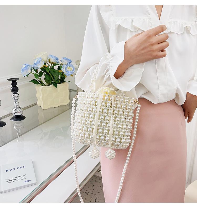Fairy Pearl Summer Socialite Handmade Woven Beaded Crossbody Handbag