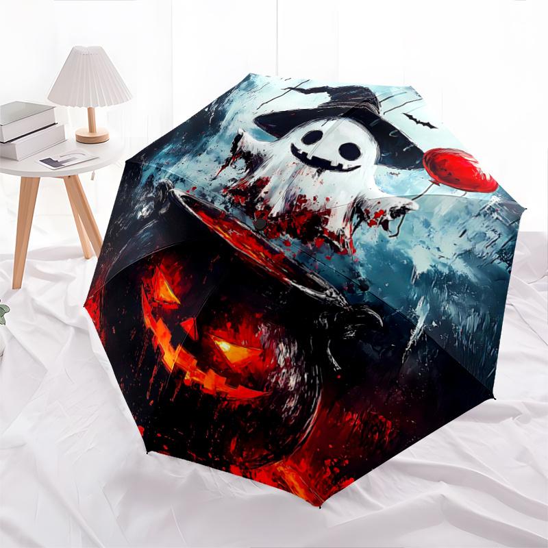 

1pc Halloween Ghost Fashion Automatic Opening and Closing Cartoon Umbrella, Lightweight 3-Fold, With Cute Cartoon Characters, Suitable for Home,