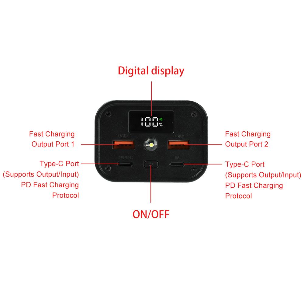 Battery Storage Box 6x 12x 18650 DIY Power Bank Case Digital Display Dual USB Fast Charger Type C Interface Battery Holder Case