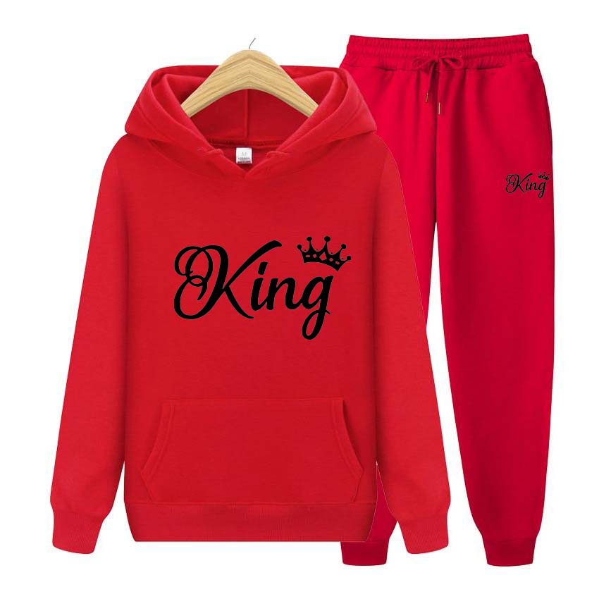 Träningsoveraller för män Set Vår Höst King Print Sweatshirt Långärmad Luvtröja Joggingbyxa Sweatshirt Streetwear Sportoverall