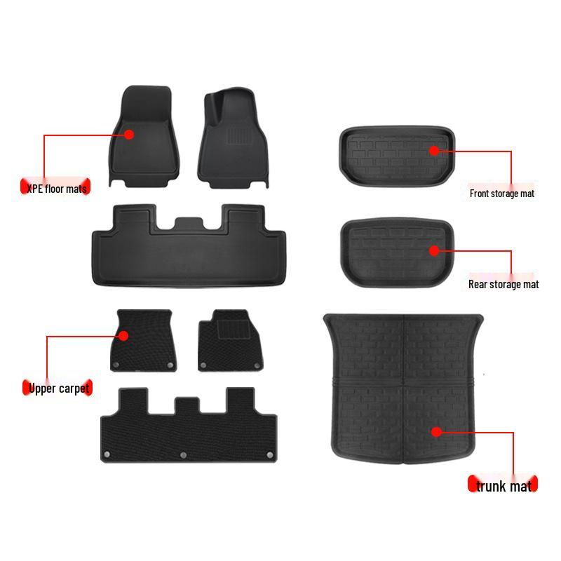 Eco-Friendly Waterproof XPE Car Floor Mats & Odorless Trunk Mat for Tesla Model 3/Y (L/R Drive)