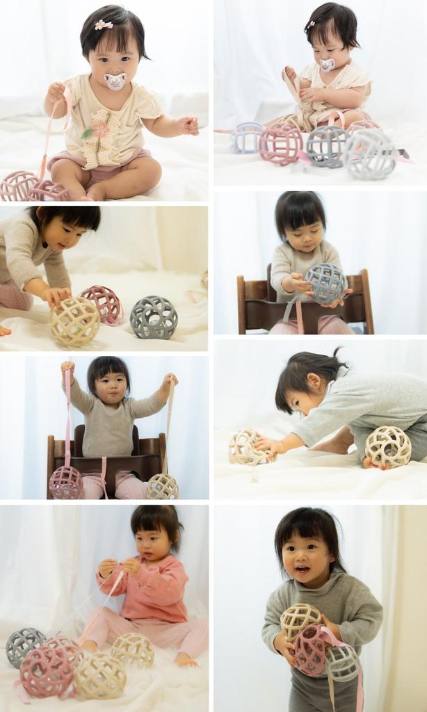 Dadikko Baby Ball Silicone Ball Baby Toy 0 Years Old Rattle Educational Toy Macaron Ball Rattle (Ash Gray)