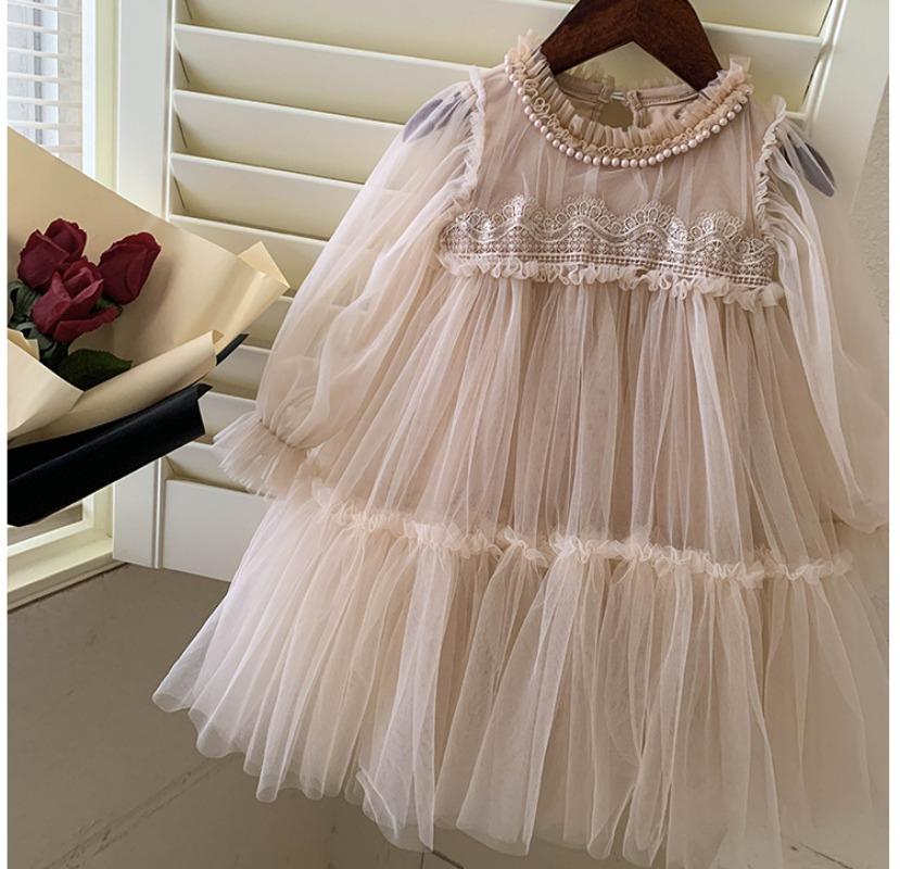 Spring and Autumn New Girls Lace Spliced Princess Dress