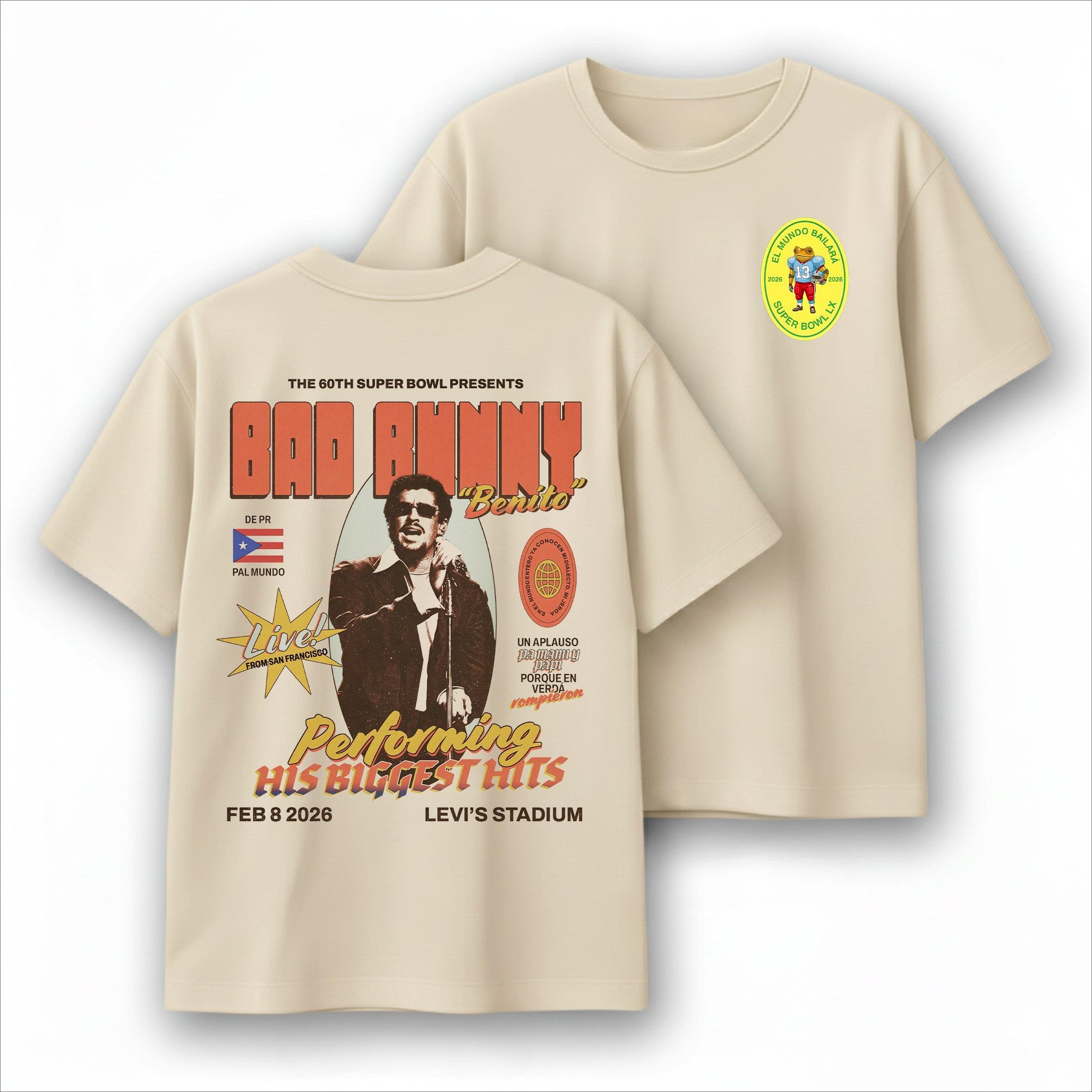 Bad Bunny Super Bowl 2026 Halftime Graphic Tshirt Unisex Unisex Streetwear Cotton Reggaeton Concert Fan Tops S