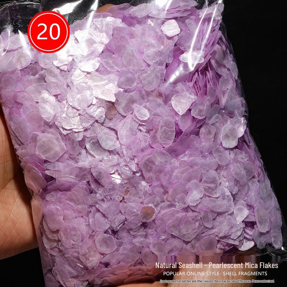 Natural Seashell Nail Ornaments: Pearlescent Mica Flakes & Handmade Mother-of-Pearl DIY Art Accessories