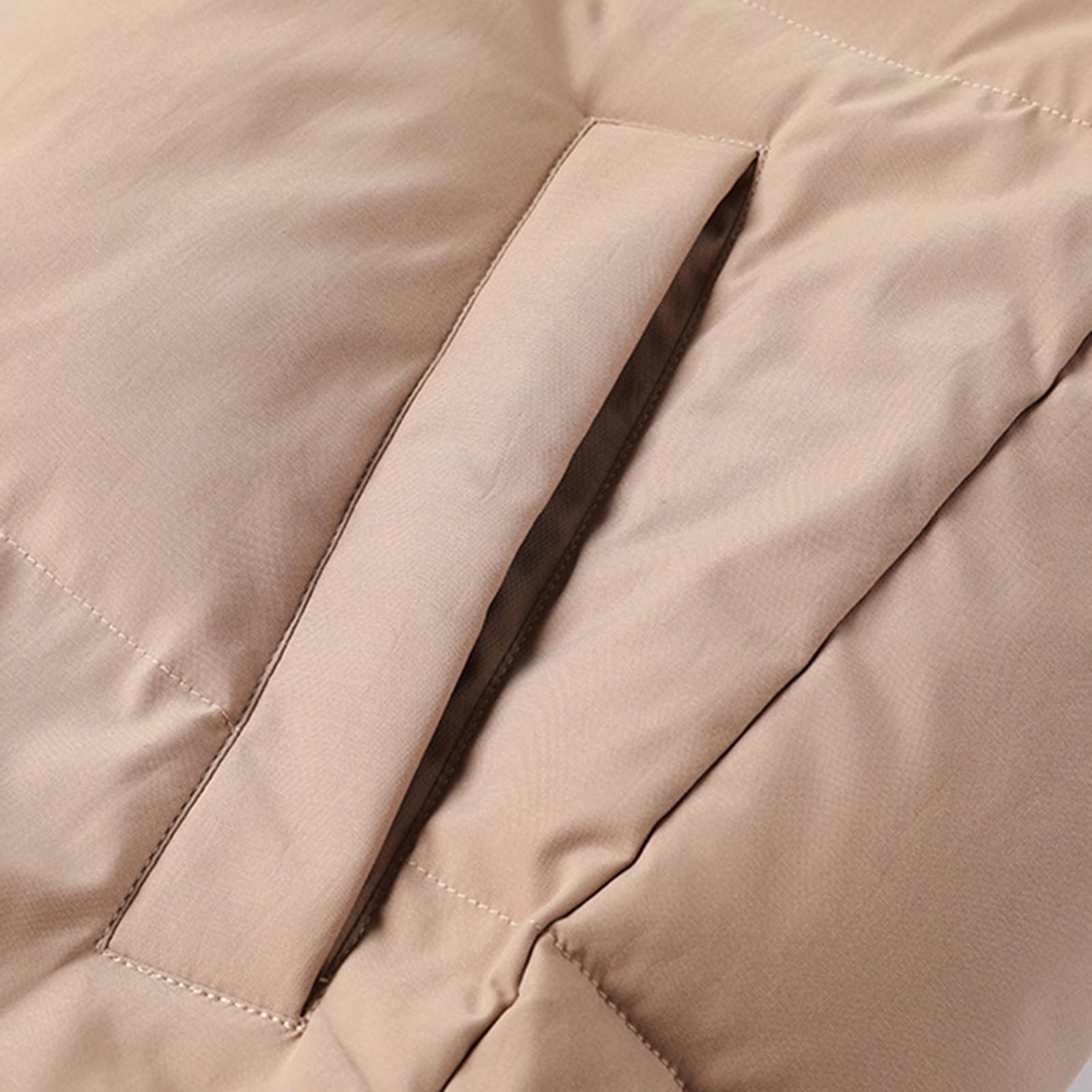 Женская модная повседневная однотонная хлопковая куртка с капюшоном средней длины — фото 5