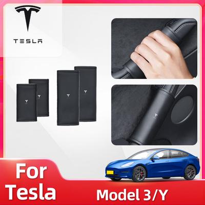 Car Sticker For Model Y Juniper New Version Door Inner Handle Protective Cover Sweatproof Door Handle Leather Protective C