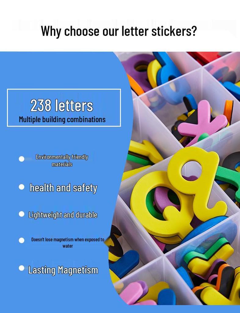 English Alphabet Magnet Tiles: Uppercase & Lowercase Letter Stickers for Kids' Education