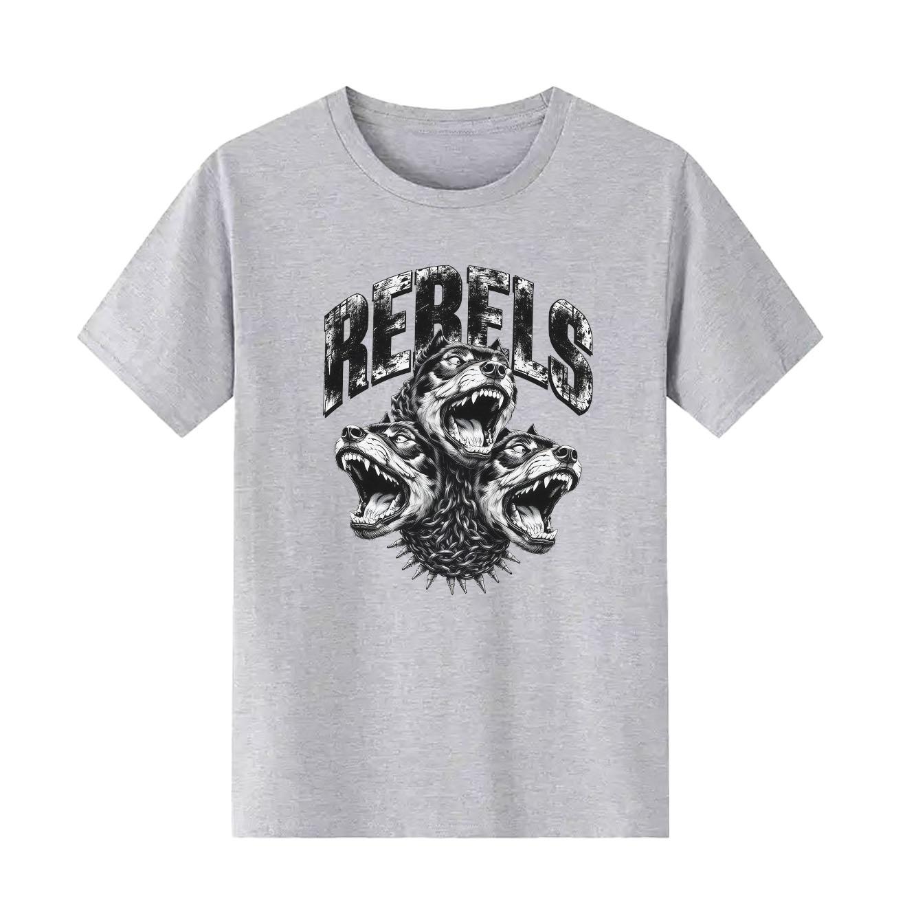Fashion chain dog head print pattern street style Tshirt short sleeved round neck casual versatile Womens Tshirt S