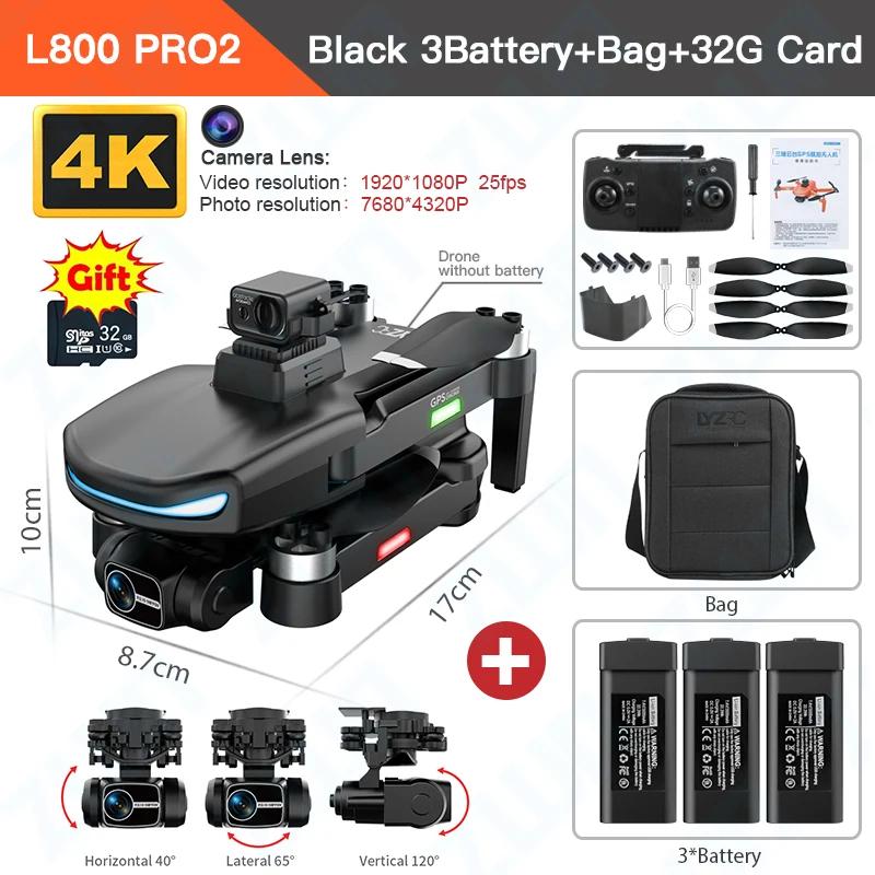 L800 PRO 2 Professional Drone 4K HD Camera GPS 5G WIFI Three-axis Anti-shake Gimbal Brushless Motor Obstacle Avoidance Drone Toy Gift