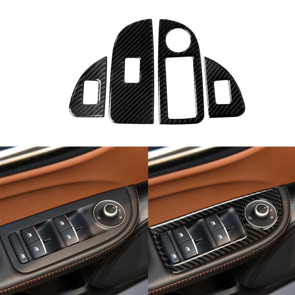 4Pcs Carbon Fiber Window Lift Control Panel Trim For Alfa Romeo Giulia 2017-