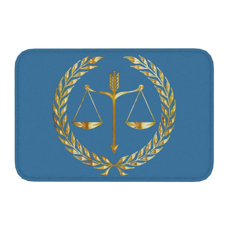 Écailles de Justice Dorées Logo de Loi Paillasson d'Entrée Antidérapant Extérieur Avocat Fête Juridique Paillasson Chambre Balcon Tapis d'Entrée Tapis 40cmx60cm