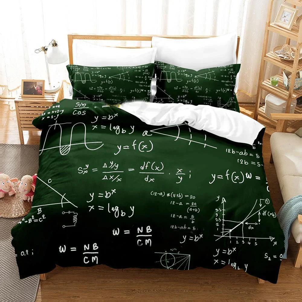 

3D Blackboard Formula Adult Boys Single Double Full Queen King Size Duvet cover Bedroom Math Genius New Quilt Cover Pillowcase EU single(135x200cm)