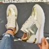 Fashion Gold Silver Wedge Sneakers for Women Lightweight Non Slip Casual Sports Shoes Woman Comfort Thick Sole Walking Shoes Plus Size