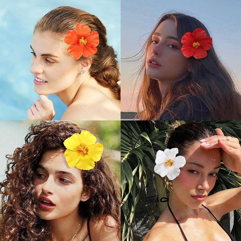 

Fashion Bohemian hibiscus hair clip for women Hawaiian Flower hairclip girls Side Bangs Clip Beach Resort Egg Flower hairpin